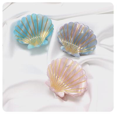 China Small Size Soft Acetate Hair Clip Claw Multi Colors Geometric Delicate Clips Shell Shape Claw Hair Clips Soft Acetate for sale