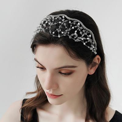 China The other 2022 luxury bridal net head flower bridal headpiece fashion wedding hair accessories rhinestone headbands for sale