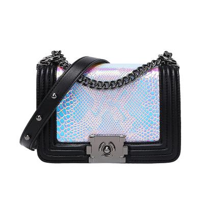 China Wholesale Fashoion Women Handbags Laser Shoulder Bag Handbag Bling Bag Gradient Color Clip Lady for sale