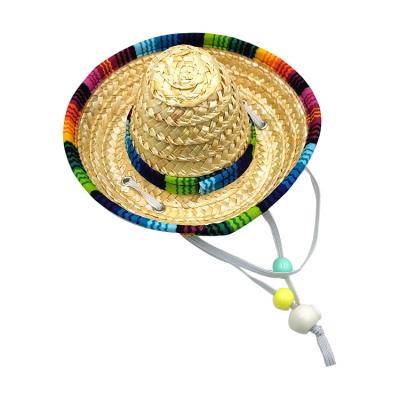 China Viable Wholesale Custom Made Mini Straw Sombrero Hats Mexican Hats Party Pet Accessories Pet Hat for sale