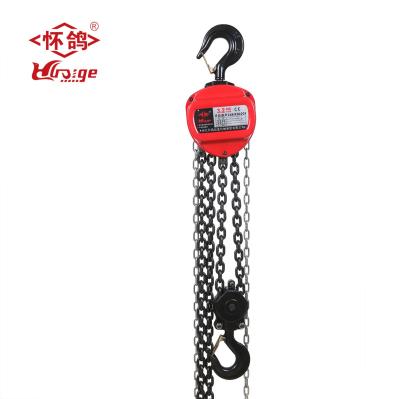 China 3 Ton Chain Hoist Manual Hand Chain Block Hoist Industrial-grade Construction Hoist Steel Lift with 2 Hooks for sale