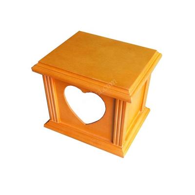 China Viable Heart Shaped Pet Casket Photo Frame Solid Wooden Cremains Box for sale