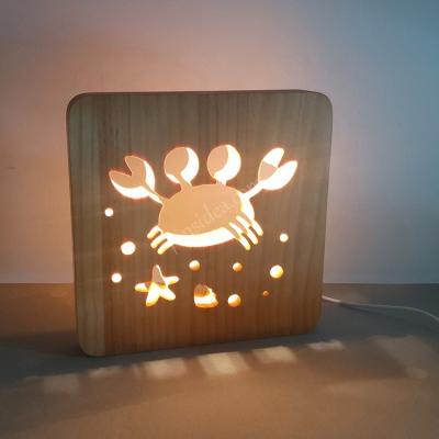 China Traditional Crab Desk Lamp Can Fit Hollowed Out City Animal Map And Memorial Acrylic Tourist Destination Destination Gifts for sale