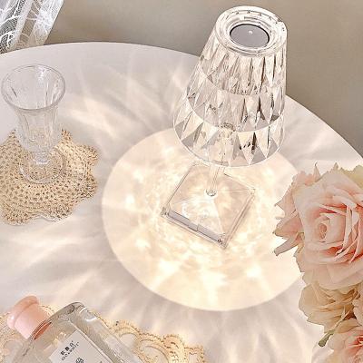 China Night Gift Bedside Bedroom Lamp Atmosphere Projection USB Touch Creative Dimmable/Remote Touch Crystal Table Lamp for sale