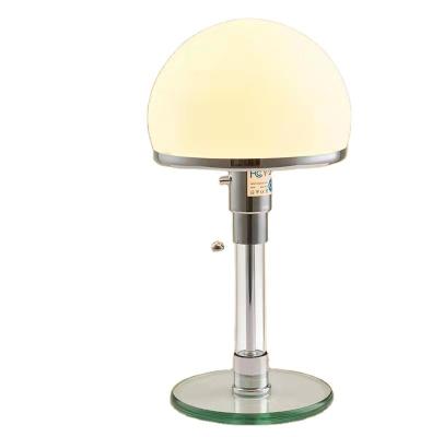 China Modern Design Small LED Wagenfeld Bauhaus Mushroom Lamp Hotel Bedroom Dimmable Cable Press Single Bedside Lighting Desk Lamp for sale