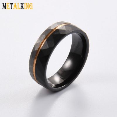 China Fashion 8mm Two Tone Tungsten Carbide Ring Gray Matte Finished Black Rose Gold Plated Hammered Wedding Band for sale