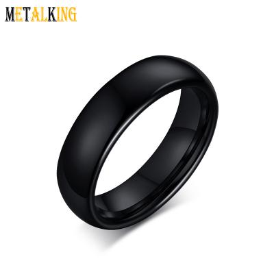 China FASHIONABLE 6mm Mens Womens Basic Wedding Ring High Polish Dome Styles Black Tungsten Comfort Fit for sale