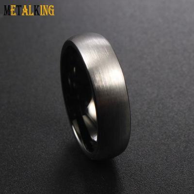 China Black Promise Ring Domed Brushed Ring Men Women Wedding Engagement Vintage 6mm Tungsten Carbide for sale