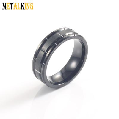 China Fashion 8mm Tungsten Wedding Band Black Men's Carbide Ring Brick Pattern Designs For for sale