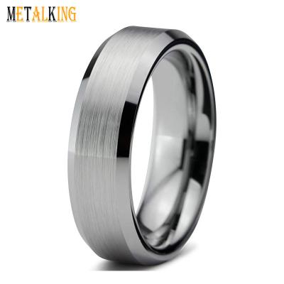 China TUNGSTEN 8mm Basic Brushed Beveled Edges Tungsten Carbide Ring Mens And Womens Wedding Band Custom Logo for sale