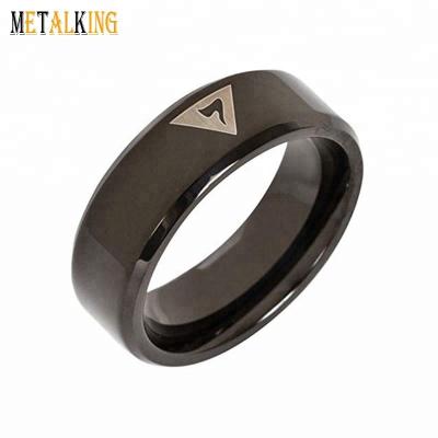 China TUNGSTEN 8mm Color Mens Tungsten Masonic Ring With 14th Degree Grand Elect Mason Symbol Freemason Member Band Ring for sale