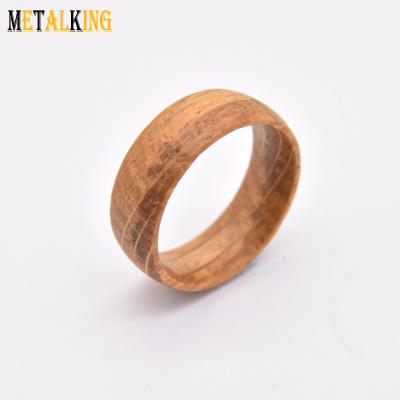 China Fashion 8mm Dome Whiskey Barrel Wood Ring Solid Wood Ring Wedding Band Comfort Fit for sale