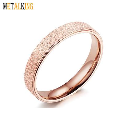 China Titanium 4mm Sandblasted Titanium Wedding Band Ring Rose Gold Womens Ring for sale