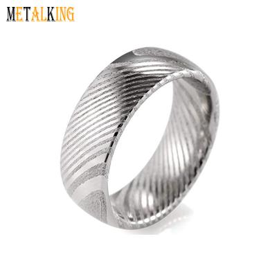 China Damascus Steel Men's Wedding Band Basic Damascus Steel Ring 8mm Arched Comfort Fit for sale