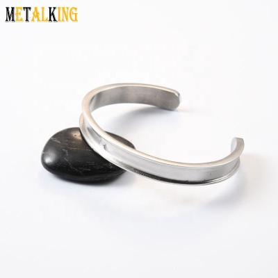 China TRENDY 8mm width stainless steel cuff bangle, empty open bangle for inlay for sale