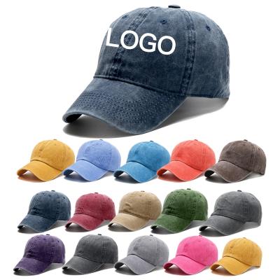 China JOINT Simple Denim Baseball Embroidery Custom Distressed Washed Hat for sale