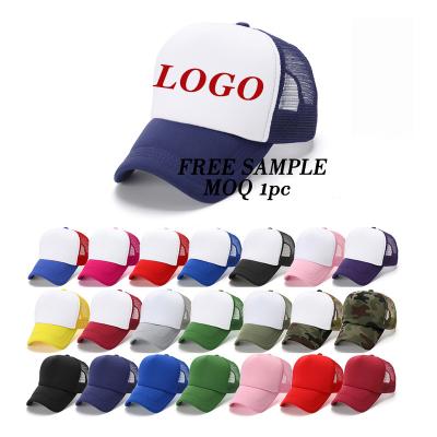 China JOINT Custom Curved Brim Mesh Hats , Embroidered Logo Trucker Hat for sale