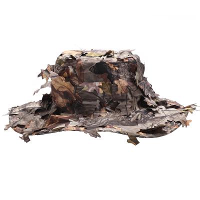 China Image High Quality Cheap Quick Dry 3D Camouflage Bionic Sheet Hunting Bucket Hat Jungle Woodland Fishing Camouflage Fisherman Hat for sale