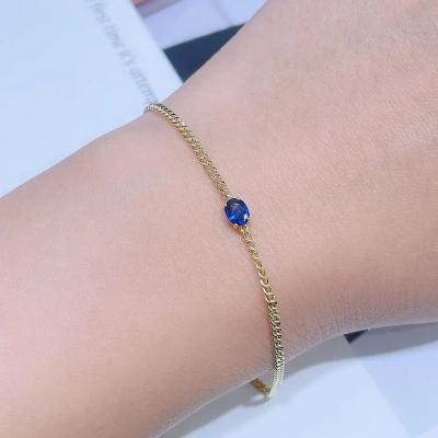 China Fashion Au750 Real Pure 18K Gold Luxury Women Bridal Engagement TRENDY Pawnable Sapphire Charm Bracelet Fine Jewelry Wedding Bracelets for sale