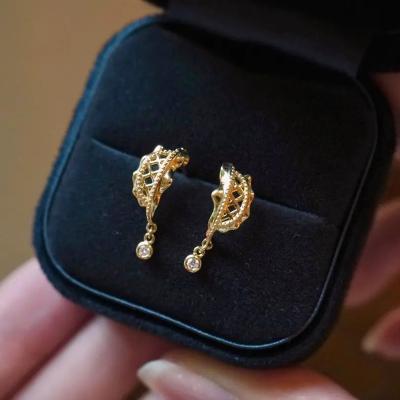 China Fine Jewelry Fashion AU750 18K Gold Pawnable Diamond Earrings Women Ladies Female Wedding Bridal Pure Luxury CLASSIC Engagement for sale