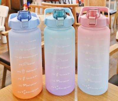 China Custom Logo 2L 2.2L Fitness Water Jug Plastic BPA Free Wholesale Half Gallon Sports Water Bottle With Time Motivational Manufacturer for sale