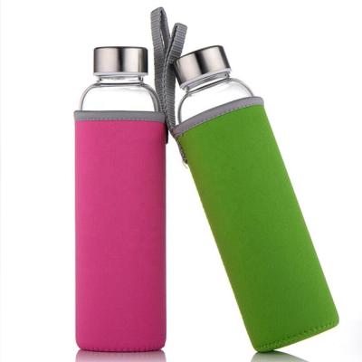 China Sustainable Creative Luxury Glass Water Bottle Single Household Style Sports Water Bottle With Cover for sale