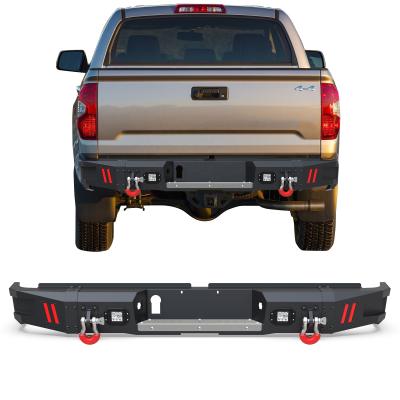 China Steel Bumper Bar w/ Skid Plate & 2x18W LED Lights For 2014-2018 Tundra, Textured Black Toyota Tundra Rear Bumper for sale