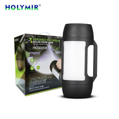 China HOLYMIR Home High Quality Household Leisure Smart Bluetooth Speaker Support Camping Phone Charge Rechargeable Solar Flashlight for sale