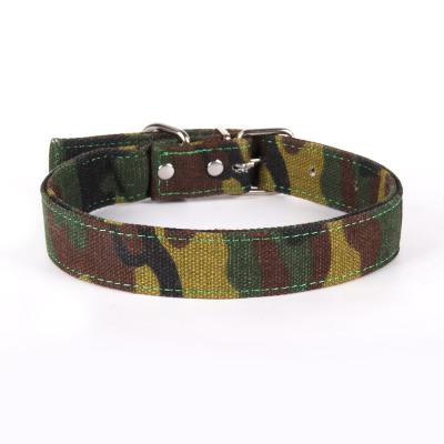 China Wholesale Quick Release Pet Collar Canvas Camouflage Strong Dog Collar Large With Fashion Rivet for sale