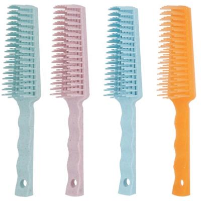 China Amazon Hot Selling Palette Plastic Hair Detangler Sweep Wheat Straw Detangling Hair Brush For Curly Hair for sale