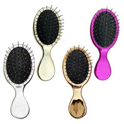 China Small Size Silver Color Cushion Gold Airbag Comb Detangling Electroplating Hair Brush For Thin Thick Hair for sale