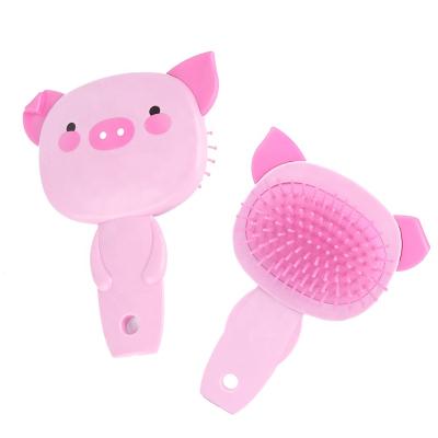 China Cushion Fashion Plastic Detangling Gift Brush Lovely Pink Kids Hair Brush With Cute Animal Shape for sale