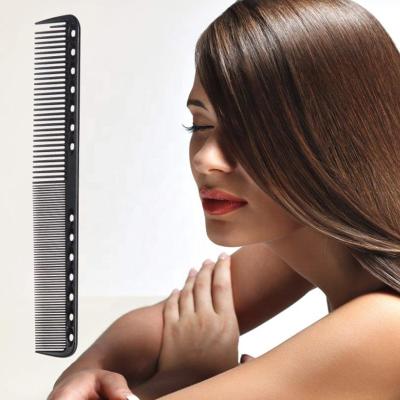 China High Quality Fine Heat Resistant Hair Comb 605 Carbon Fine Black Hair Cutting Comb Salon Tooth 14 Holes Hairdresser Comb for sale