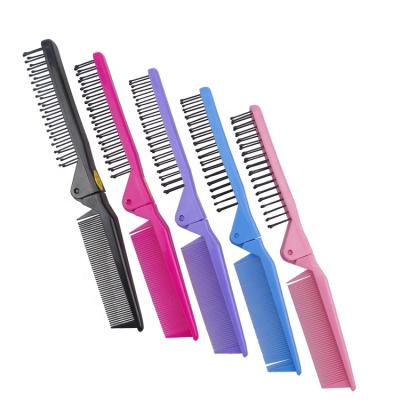 China Custom Logo Anti-Static Styling Plastic Pocket Foldable Waist Comb Portable Travel Folding Hair Comb For Hotel for sale