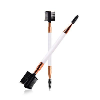 China Beauty Care Private Label Multifunctional Nylon Hair Edge Control Brooms Double Side Wooden Eyebrow Brush Wholesale Eyelash Brush for sale