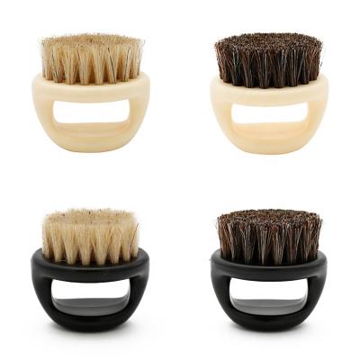 China Custom Plastic Colorful Small Finger Fade Logo Brush Black ABS Handle Boar Hair Finger Beard Brush for sale