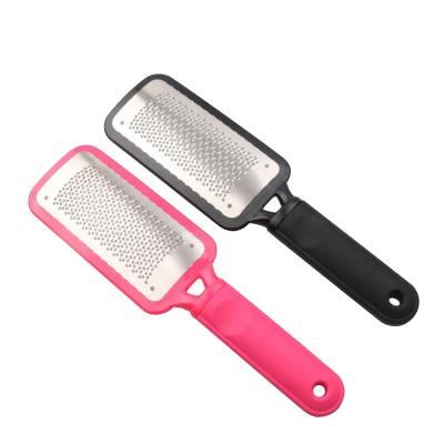 China Custom Logo Black And Pink Stainless Steel Pedicure Foot Pedicure Callus Remover Plastic Colossal Foot Rasp File To Remove Hard Skin for sale