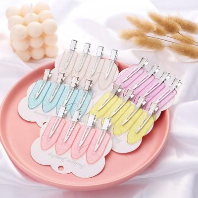 China Hair Beauty Care No Crease Hair Clip Hair Styling Blow Clip Makeup Salon Accessories 5 Color Transparent Glitter Non Crease Hairpins Seamless for sale