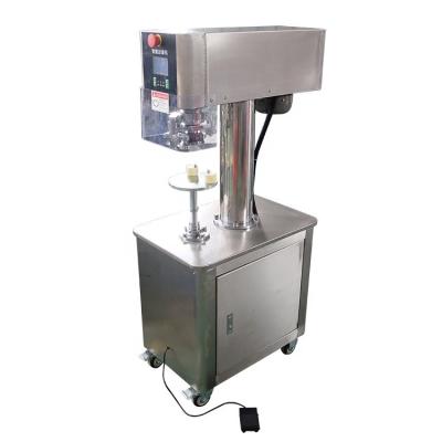 China Semi Automatic Tin Capper Dental Powder Can Vial Aluminum Cap Sealer Equipment Sealing Machine for sale