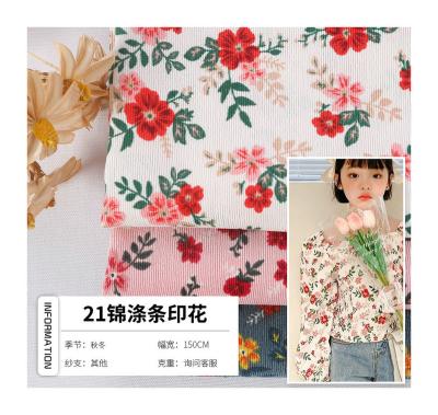 China Good quality custom digital print fabric stretch cordury 90%polyester 8%nylon 2%spandex fabric for tablecloth for sale