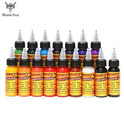 China Permanent Tattoo Ink Permanent Pigment Bottle Set 30ml /bottle Ghostaxe Market For Eyebrow Eyeliner Lip Body Makeup for sale