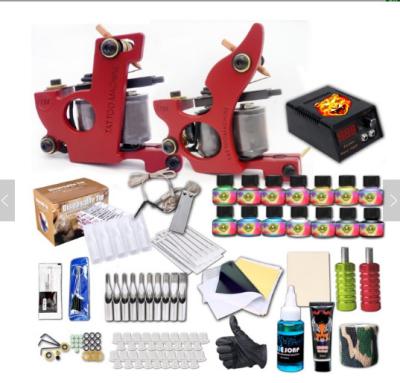 China Double Tattoo Kit Full Set Of Tattoo Permanent Equipment Machine Many Colors Tattoo Machine Set for sale