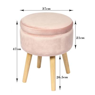 China Hot Sale Factory Wholesale Price Foldable Pink Velvet Ottoman Storage for sale