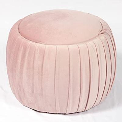 China Removable Cover Velvet Storage Ottoman Pouf Around Large Ottoman Floor Footrest Stool for sale