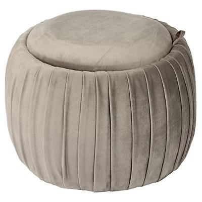 China Storage Round Pouf Ottoman With Lid Velvet Pouf Large Footstool Seat for sale