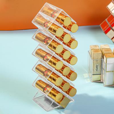 China Viable Exquisite Clear Plastic Makeup Organizer Boxes Cosmetic Lipsticks Storage Organizer Small Lip Gloss Holder for sale