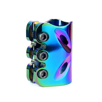 China Factory Price 6061 T6 Neo Chrome 35mm Pro CNC Aluminum Stunt Scooter Flange With 3 Bolts for sale