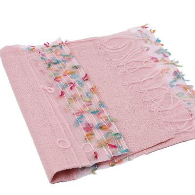 China Daily life design 40% pink silk scarf organza women colorful cute pink silk children's scarves in stock for sale