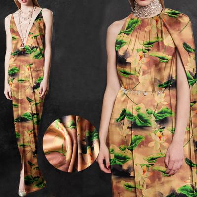 China Sustainable Classic Style Custom 100% Digital Printing Natural Silk Fabric For Ladies Dress Fabric for sale