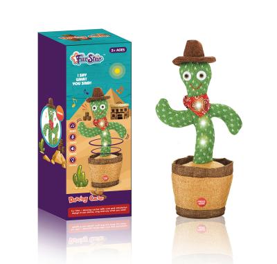 China Nylon Cloth Dancing Cactus with Lights and Music for Kids Electronic Toy Sing Recording Color Box Package Decoration 2021 Hot Sale for sale